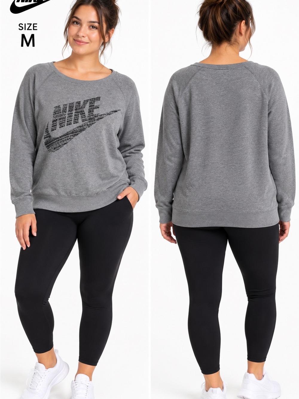 Nike Women’s Gray Oversized Graphic Sweatshirt Crewneck Size M
